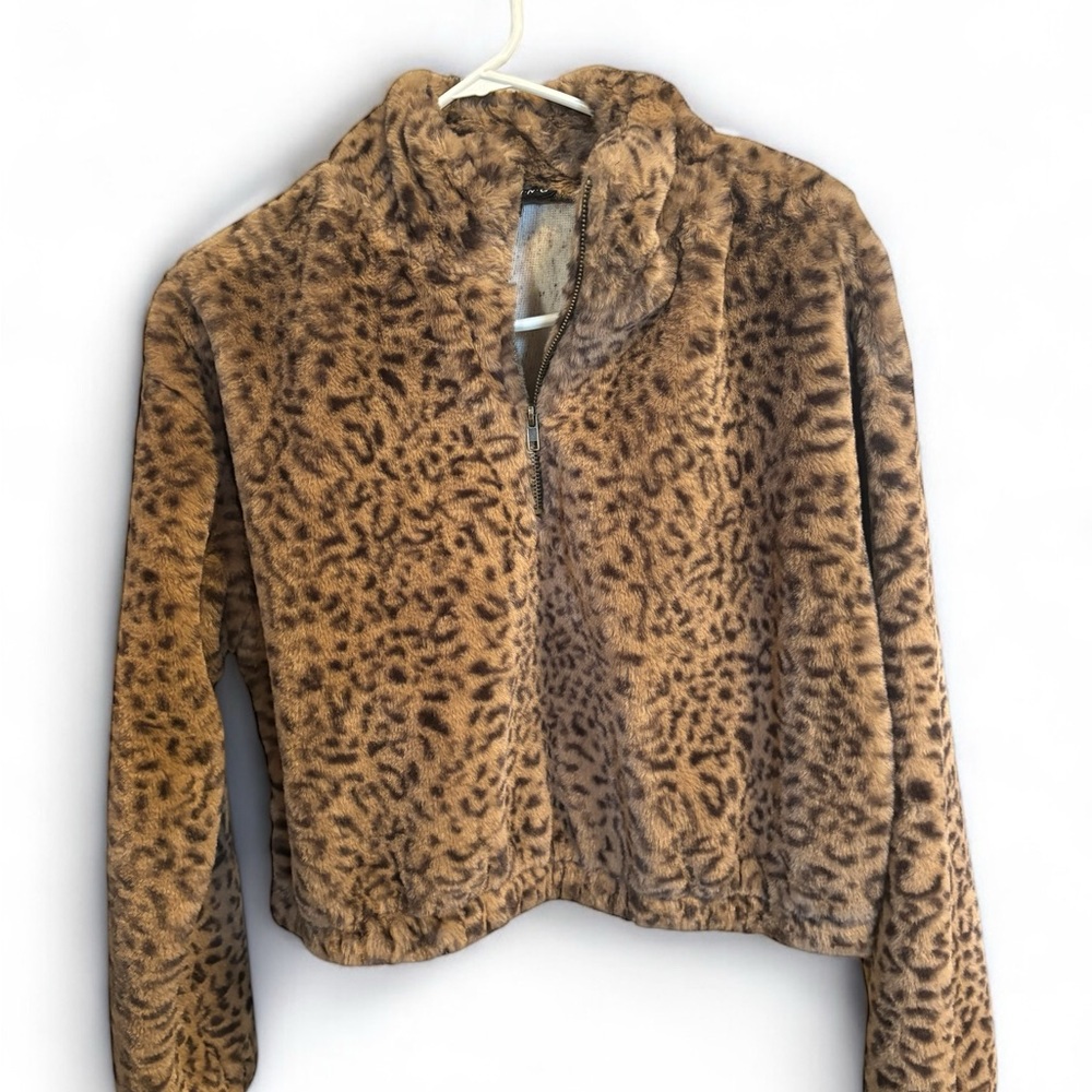 Leopard Print Faux Fur Jacket